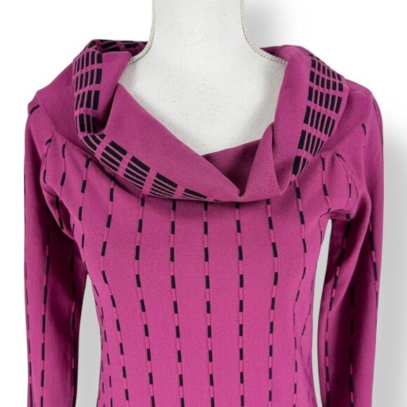 Prabal Gurung Womens Stripe Off The Shoulder Knit Dress Size 6 Raspberry - Picture 4 of 15